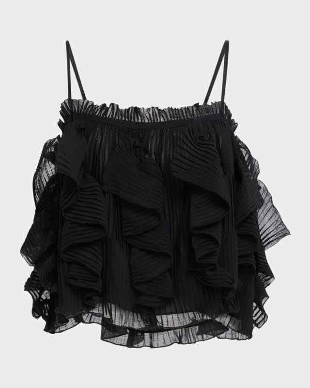 Shiloh Pleated Ruffle Crop Top